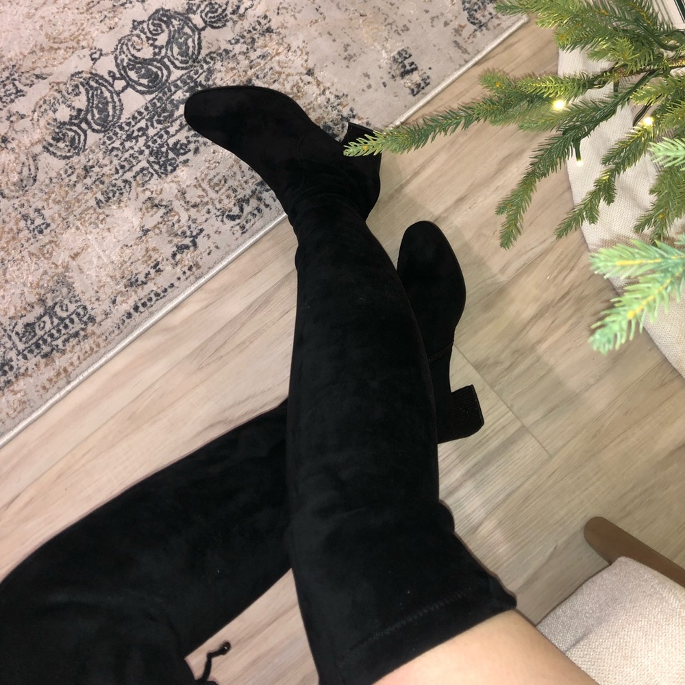 Over the knee suede boots